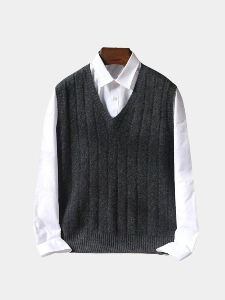 100% Merino Wool Pullover Sweater Vest - Cross & Crown