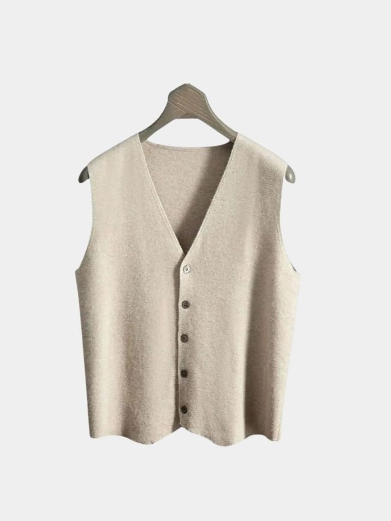 Cashmere Cardigan Vest - Cross & Crown