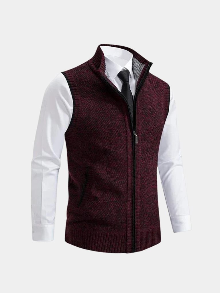 Elegant Full-Zip Sweater Vest - Cross & Crown