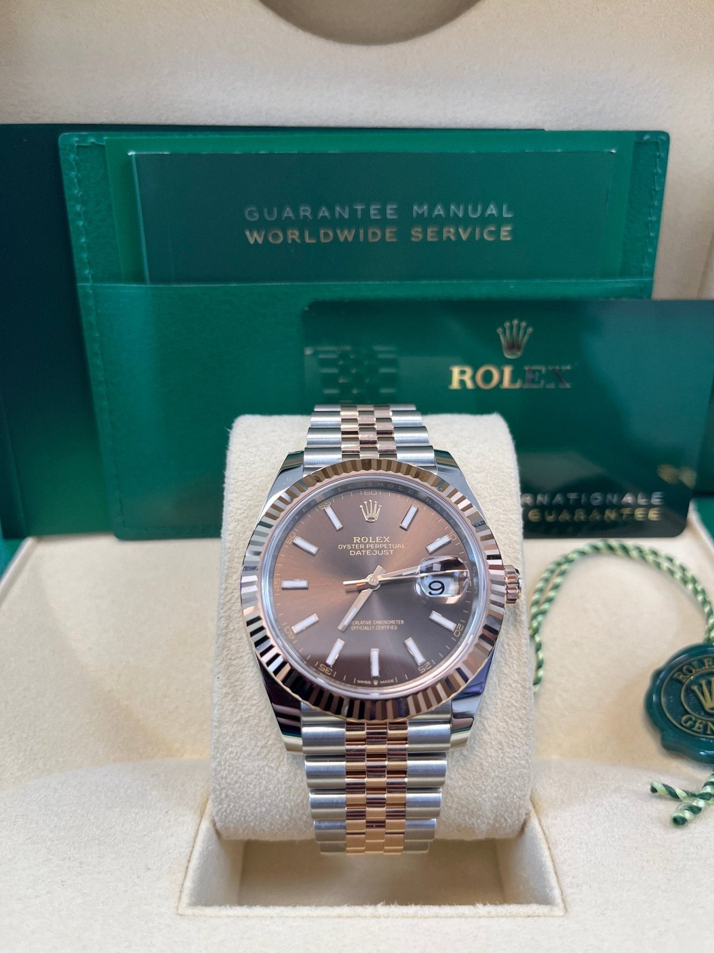 Rolex Datejust 41 Two-Tone Stainless Steel and Rose Gold/ Chocolate Index Dial/ Fluted Bezel/ Jubilee Bracelet (Ref#126331)