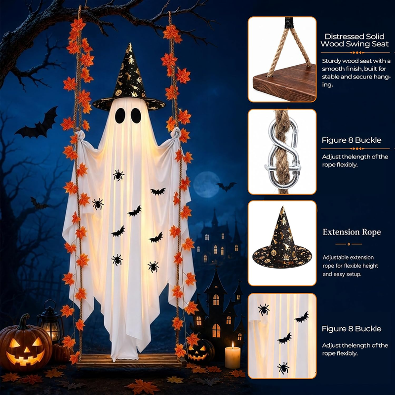 GhostSwing – 5.4FT Light-Up Halloween Ghost