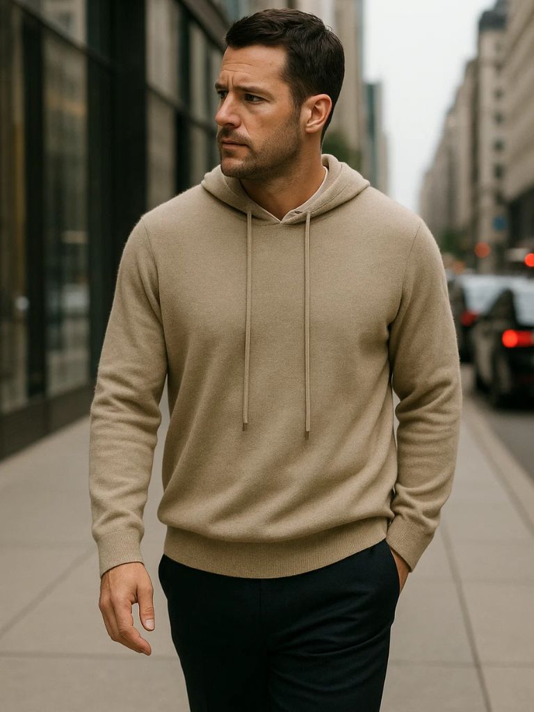 100% Cashmere Hooded Sweater - Cross & Crown