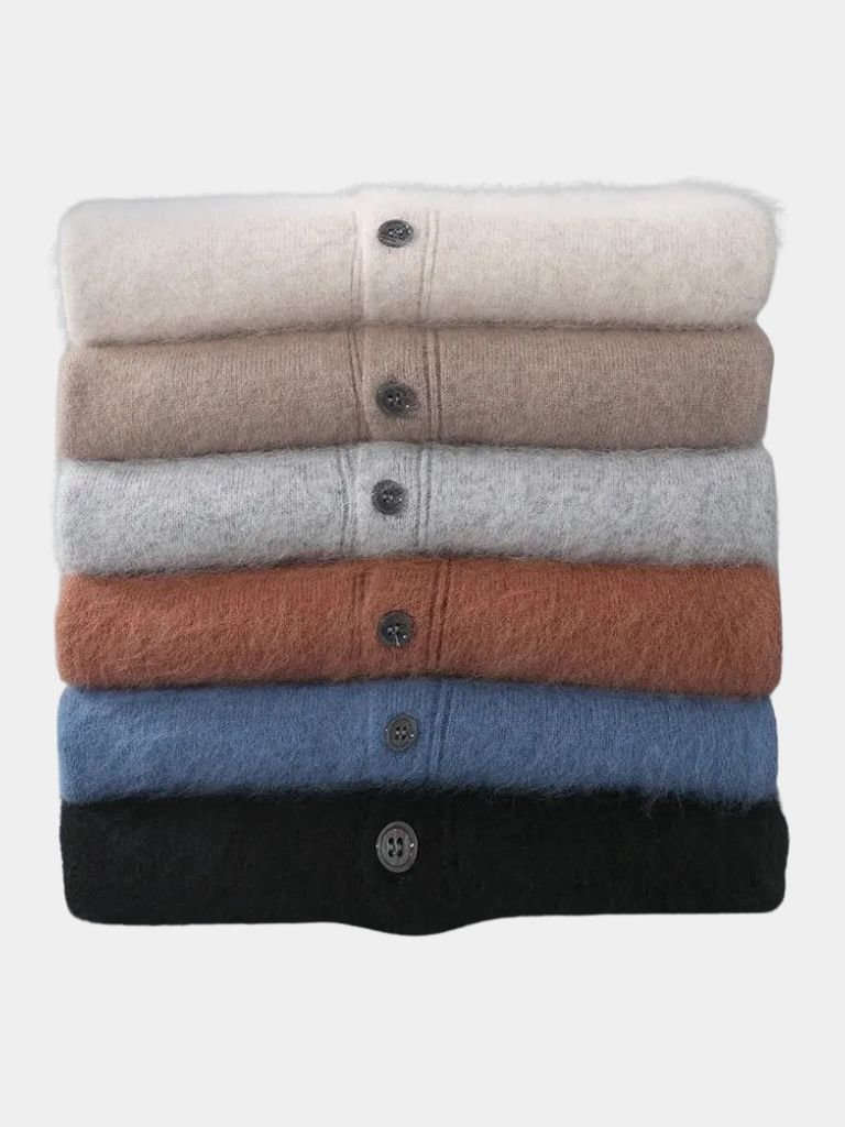 100% Cashmere Polo Cardigan - Cross & Crown