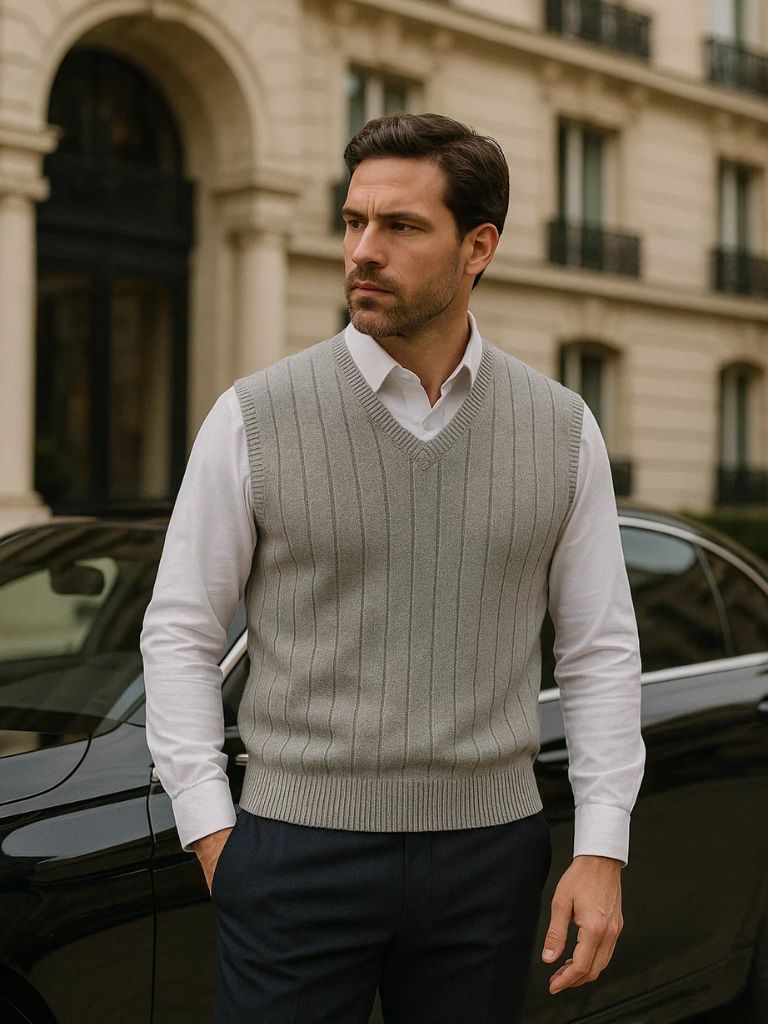 100% Merino Wool Pullover Sweater Vest - Cross & Crown