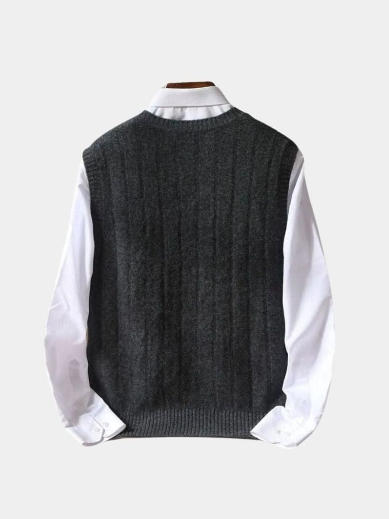 100% Merino Wool Pullover Sweater Vest - Cross & Crown