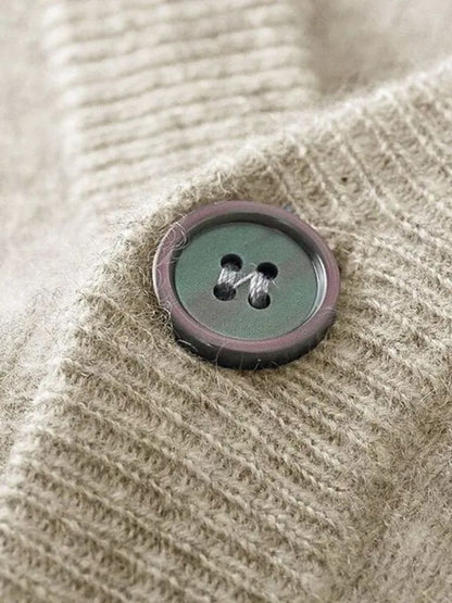 100% Merino Wool V Neck Knitwear Cardigan Sweater - Cross & Crown