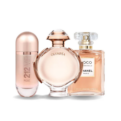 3 Parfüms Carolina Herrera 212 VIP ROSÉ, Paco Rabanne OLYMPÉA und Chanel COCO MADEMOISELLE (Eau de Parfum) – 100 ml