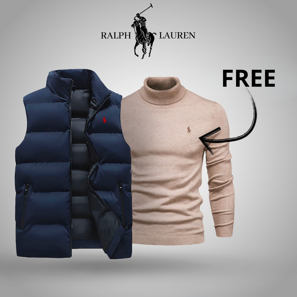 R&L Puffer Gilet + FREE Turtleneck Sweater