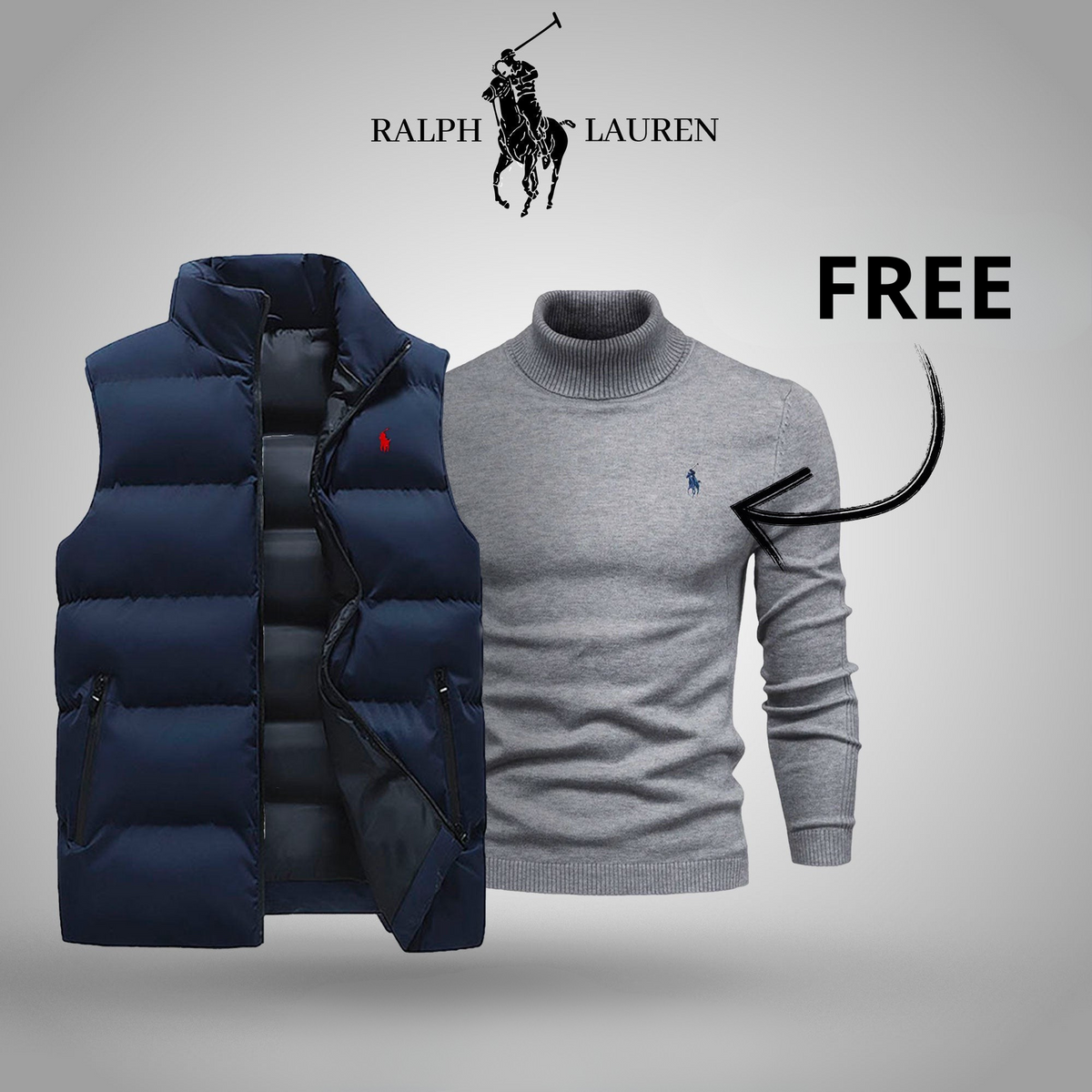 R&L Puffer Gilet + FREE Turtleneck Sweater