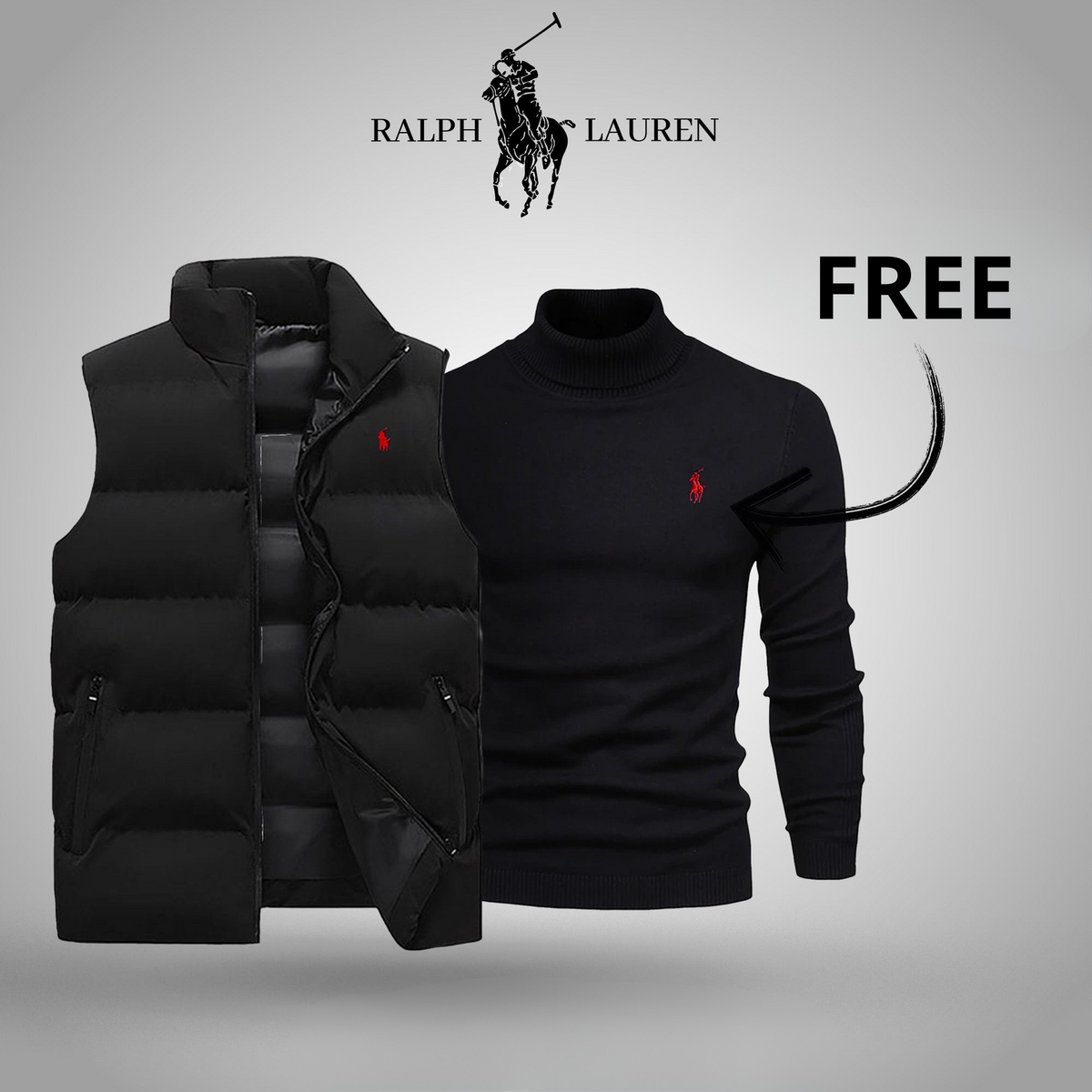 R&L Puffer Gilet + FREE Turtleneck Sweater