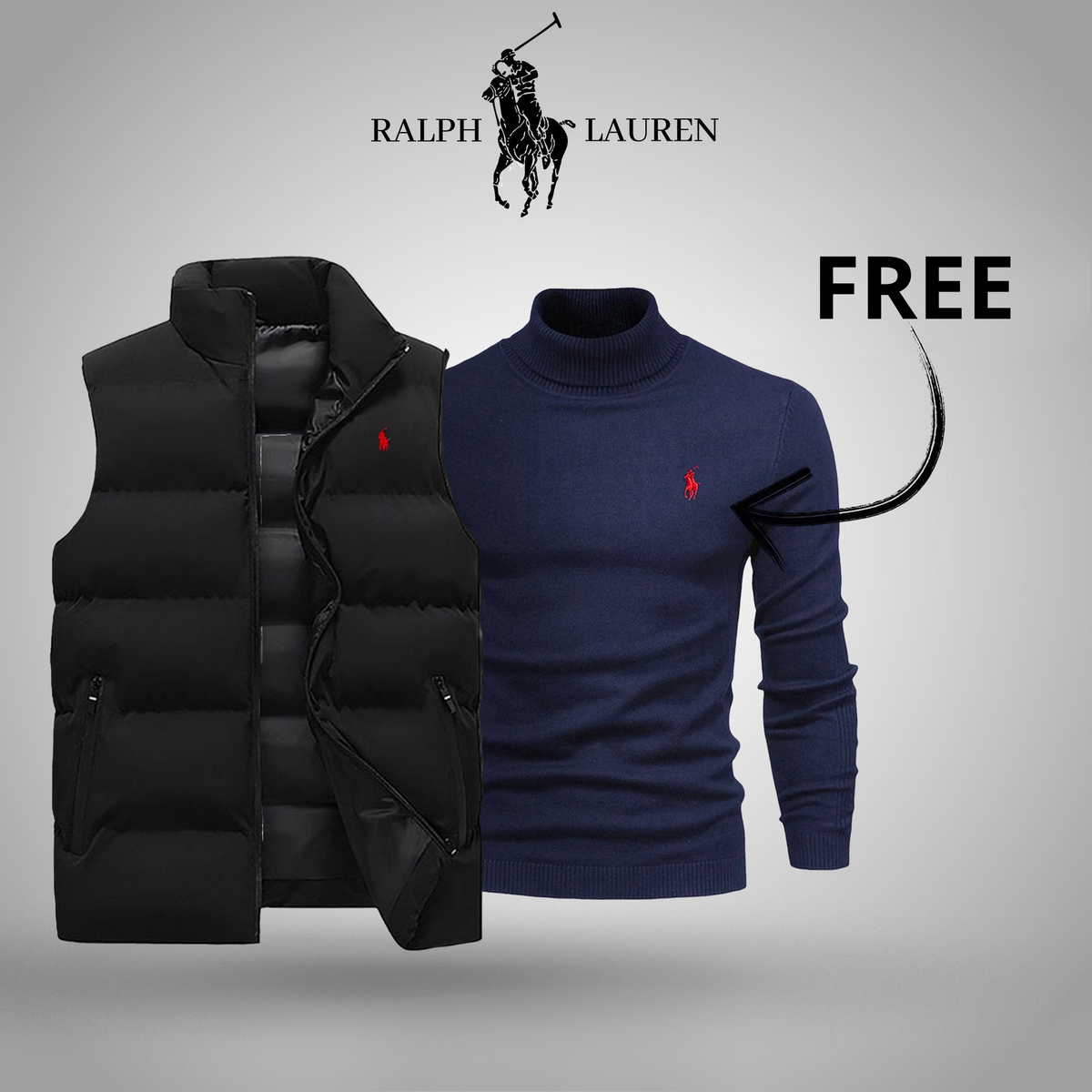 R&L Puffer Gilet + FREE Turtleneck Sweater