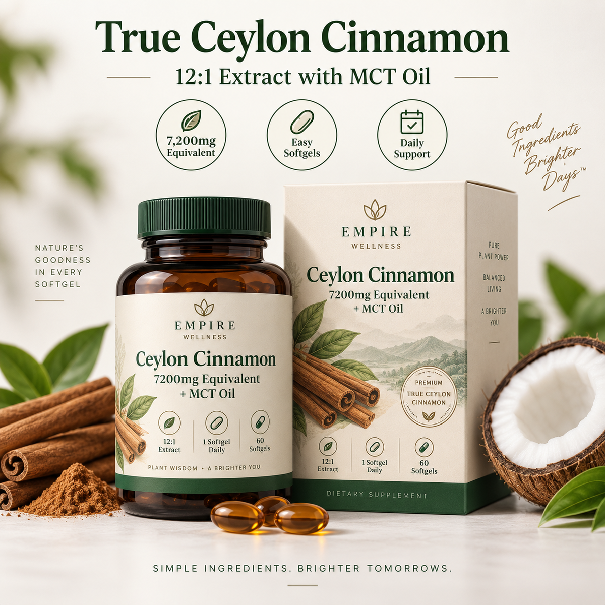 Ceylon Cinnamon 7200mg Equivalent + MCT Oil
