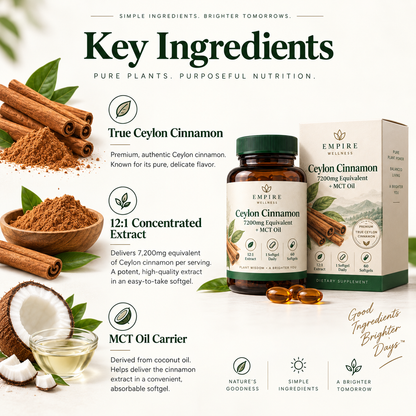 Ceylon Cinnamon 7200mg Equivalent + MCT Oil