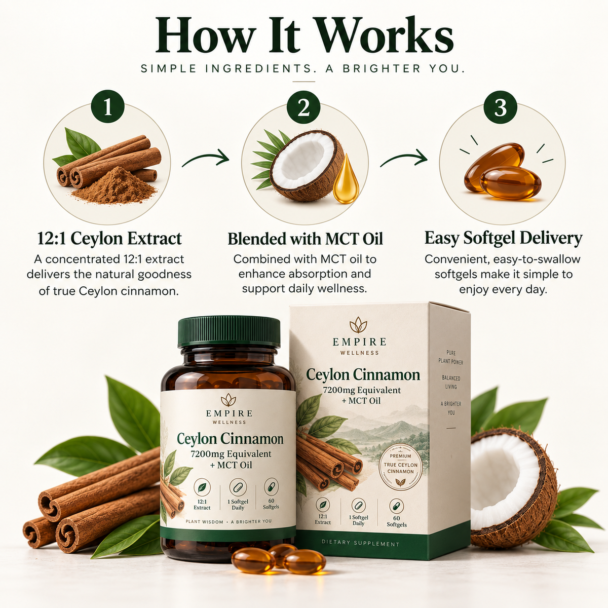 Ceylon Cinnamon 7200mg Equivalent + MCT Oil