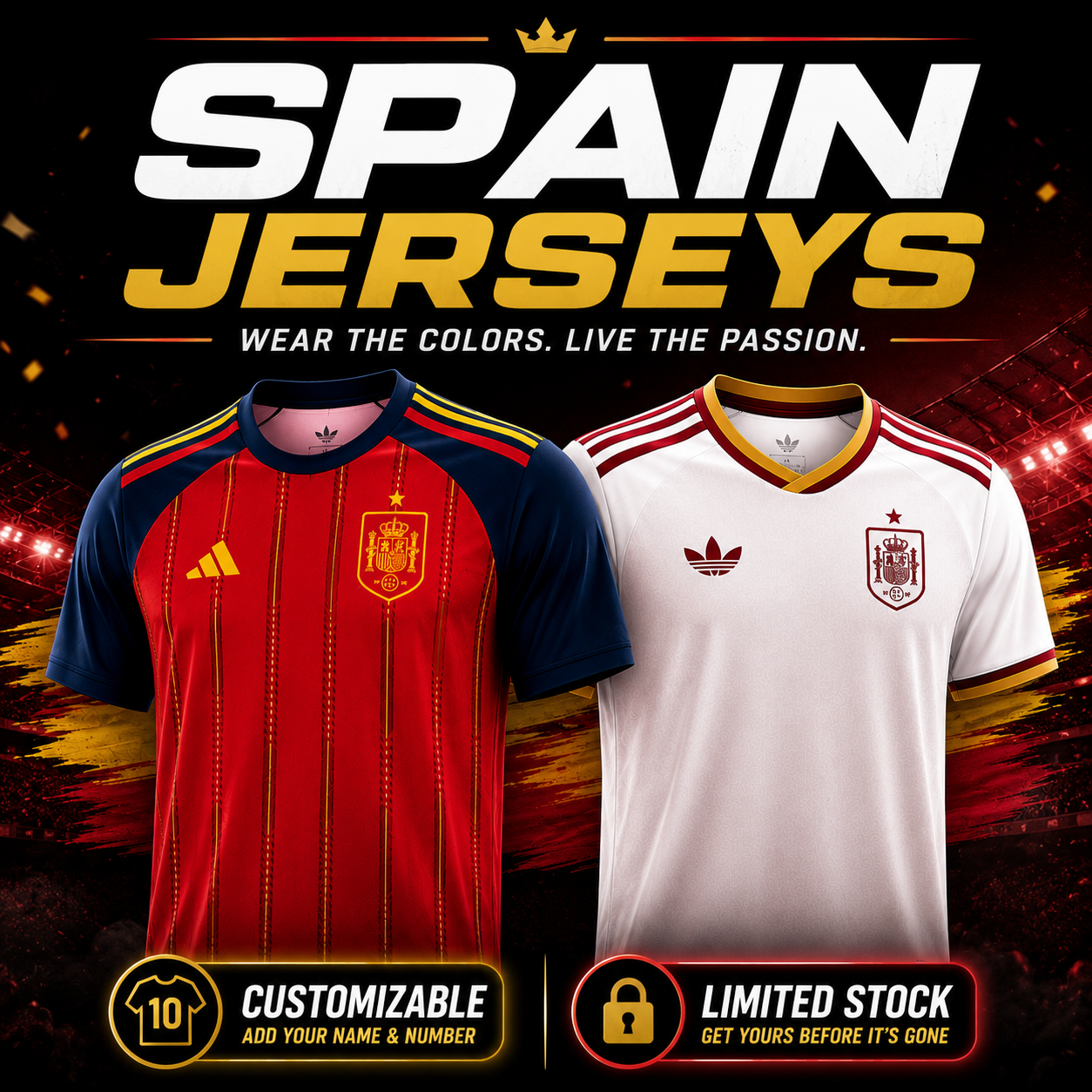 Spain 2026 Custom Name & Number Jersey | Limited Edition
