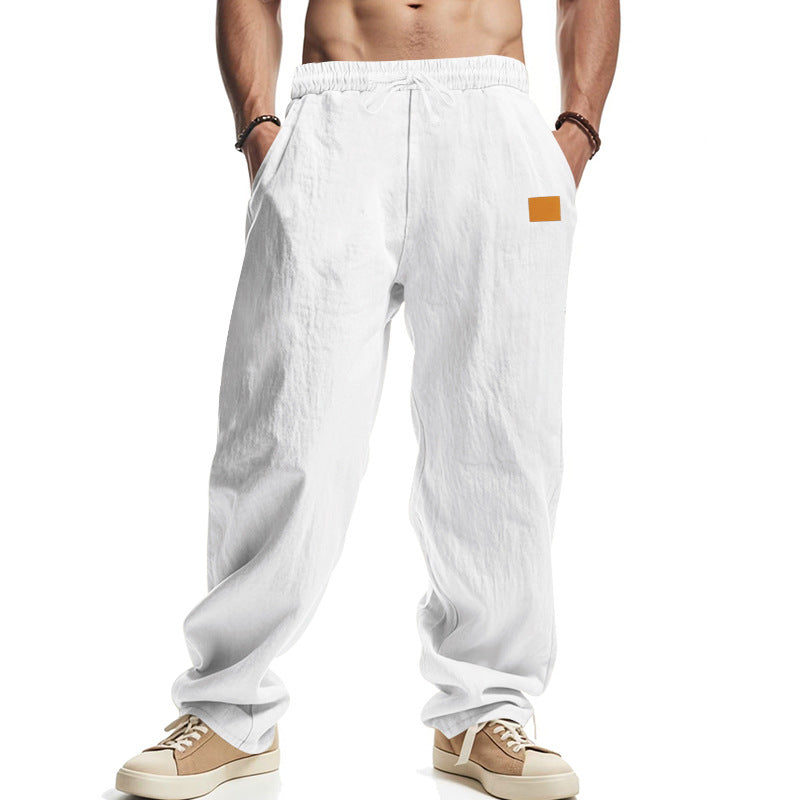 Baumwoll-Leinen Herren Freizeithose mit Gummibund