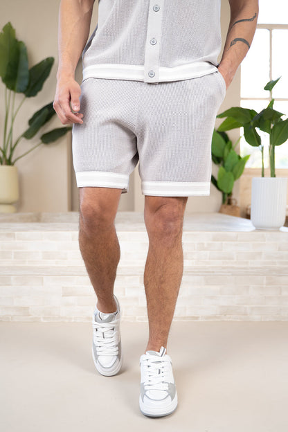 Mesh Tape Knitted Shorts - Grey