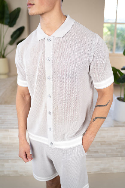 Mesh Tape Knitted Shorts - Grey