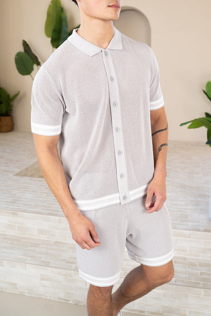 Mesh Tape Knitted Shorts - Grey