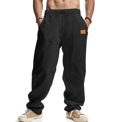 Baumwoll-Leinen Herren Freizeithose mit Gummibund