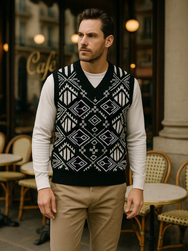 Academic Retro Knit Vest - Cross & Crown