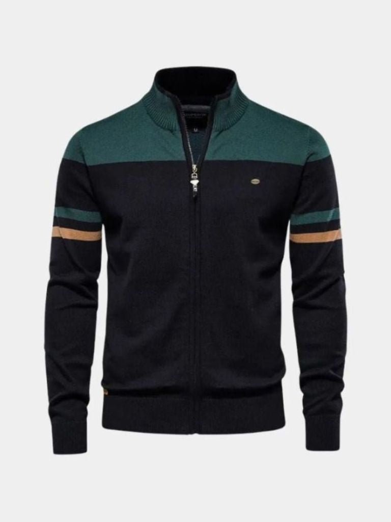 Cardigan Sweater Zipper Standing Collar Knitwear - Cross & Crown