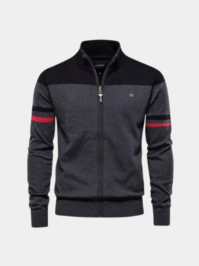 Cardigan Sweater Zipper Standing Collar Knitwear - Cross & Crown