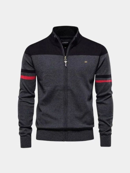 Cardigan Sweater Zipper Standing Collar Knitwear - Cross & Crown