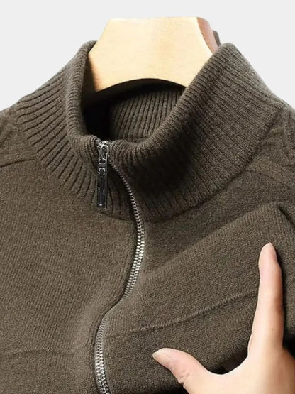 Cashmere Zip Sweater Knit Turtleneck - Cross & Crown