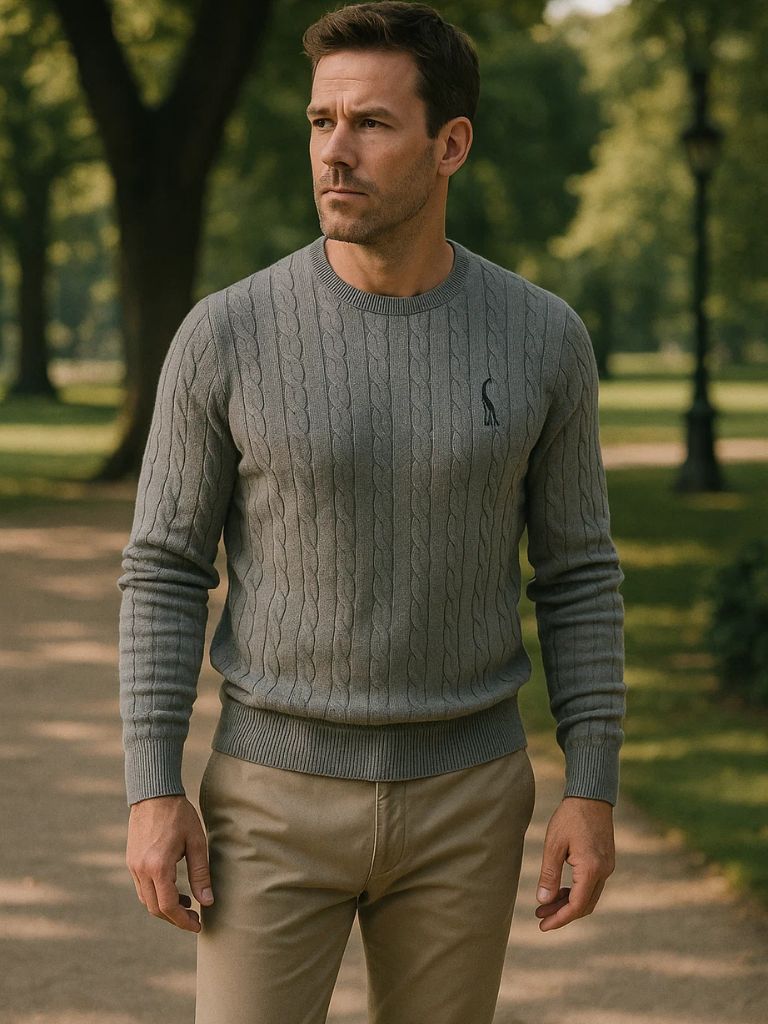 Cotton  Crew Neck Pullover Sweater - Cross & Crown