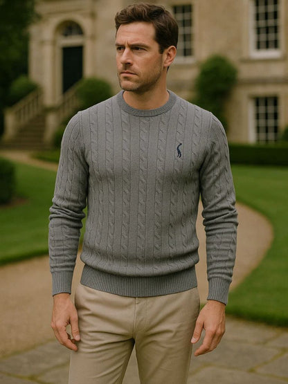 Cotton  Crew Neck Pullover Sweater - Cross & Crown