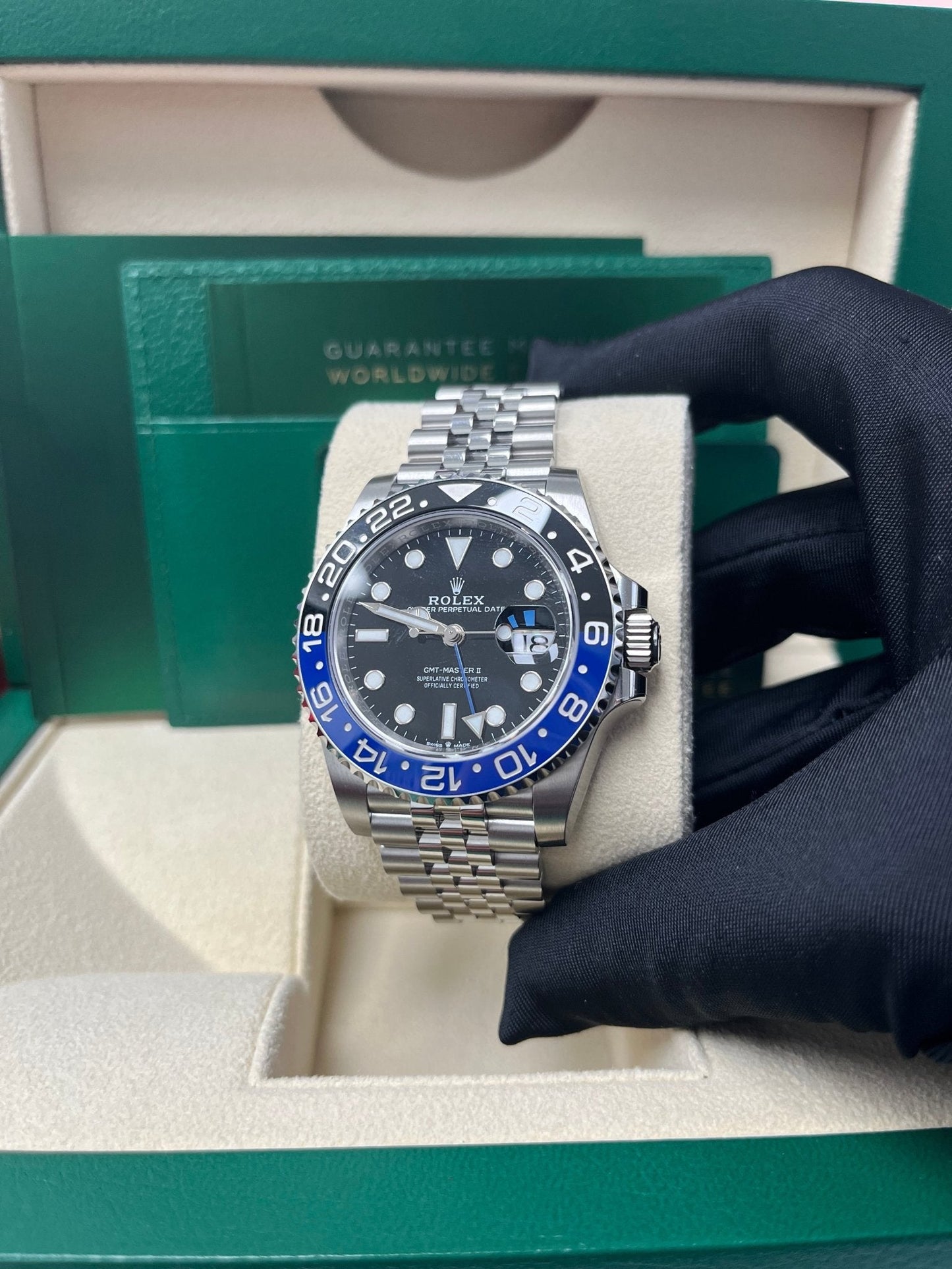 Rolex GMT-Master II "Batgirl" Stainless Steel Black and Blue Cerachrom Jubilee (Ref# 126710BLNR)