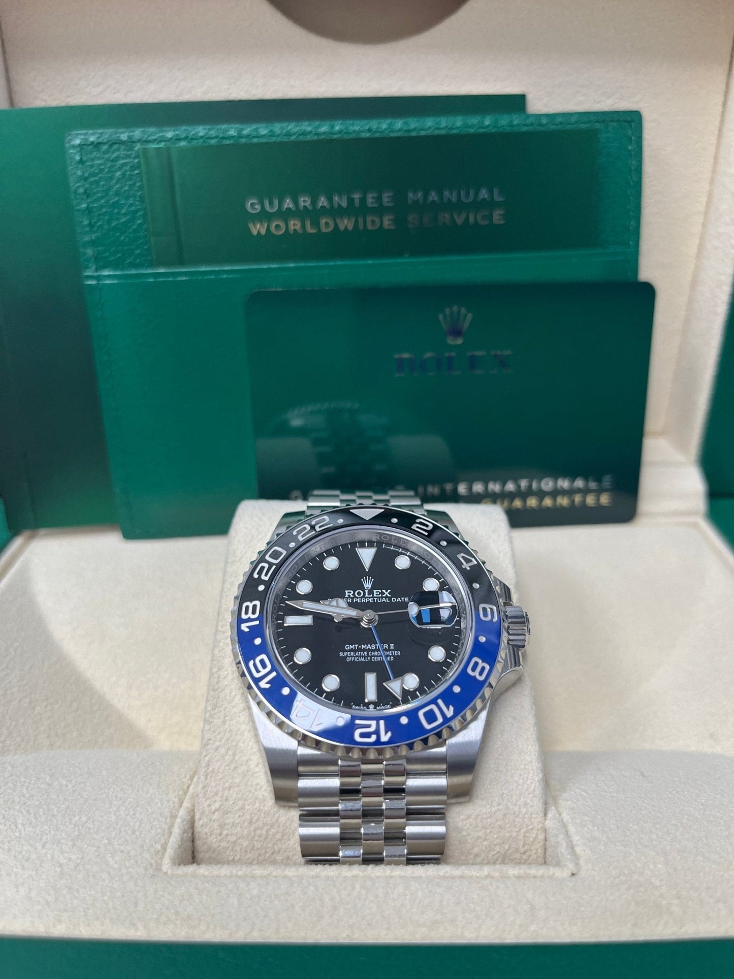 Rolex GMT-Master II "Batgirl" Stainless Steel Black and Blue Cerachrom Jubilee (Ref# 126710BLNR)