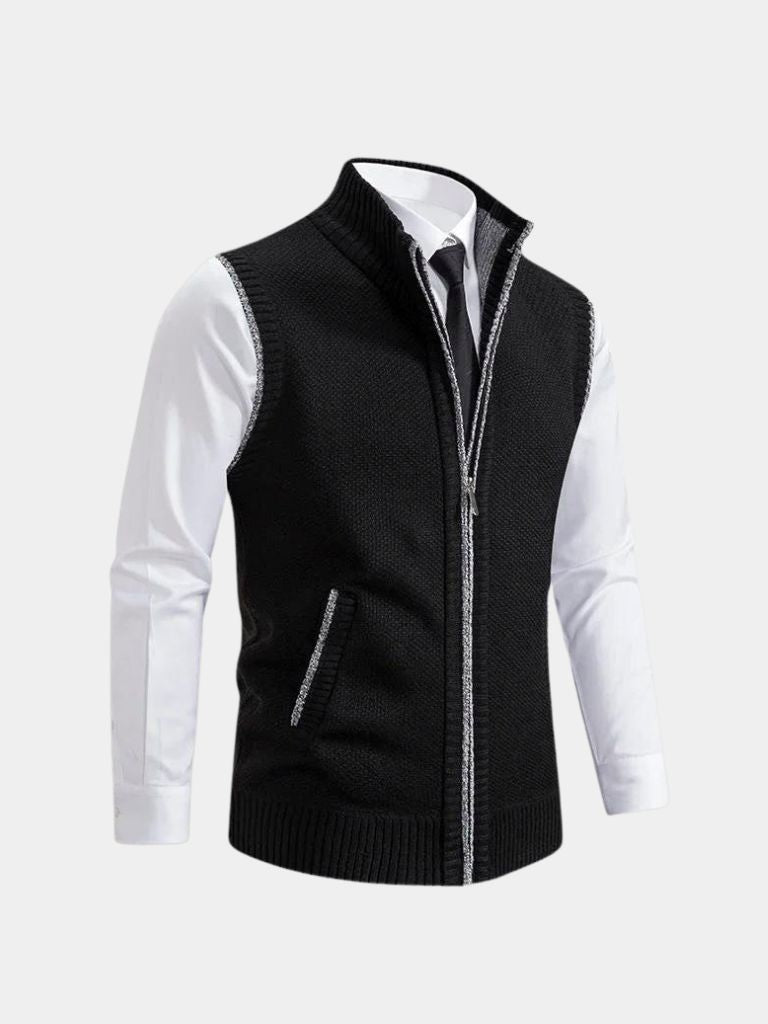 Elegant Full-Zip Sweater Vest - Cross & Crown