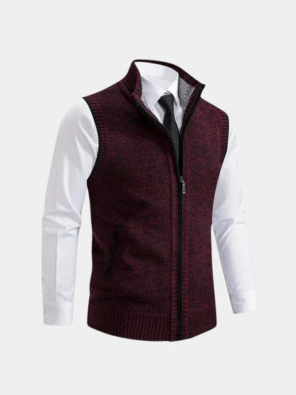 Elegant Full-Zip Sweater Vest - Cross & Crown