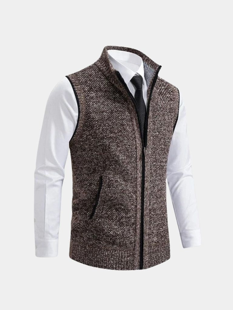 Elegant Full-Zip Sweater Vest - Cross & Crown