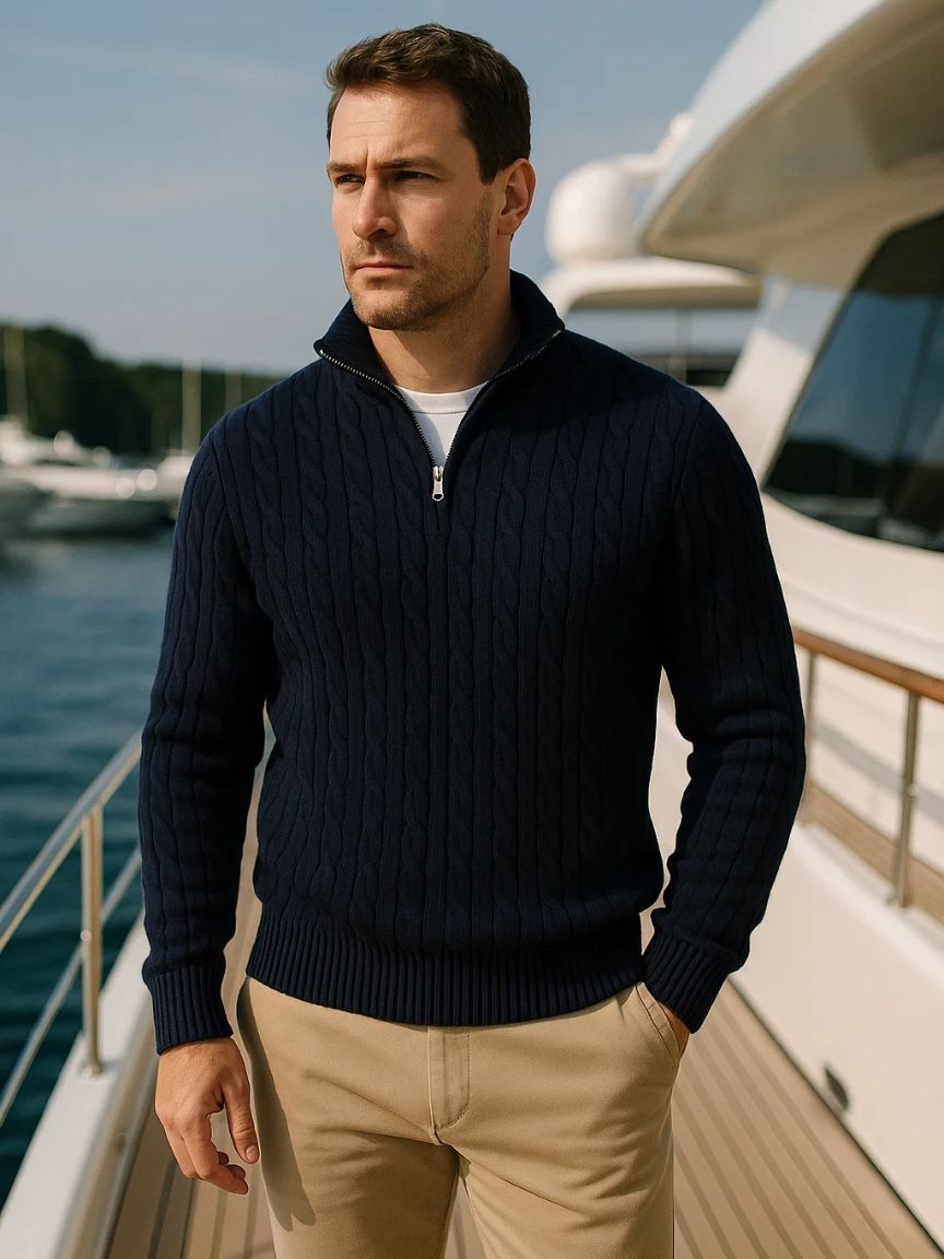 Essential Half Zip Sweater - Cross & Crown