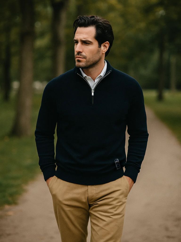 Essential Quarter-Zip Jumper Sweater - Cross & Crown