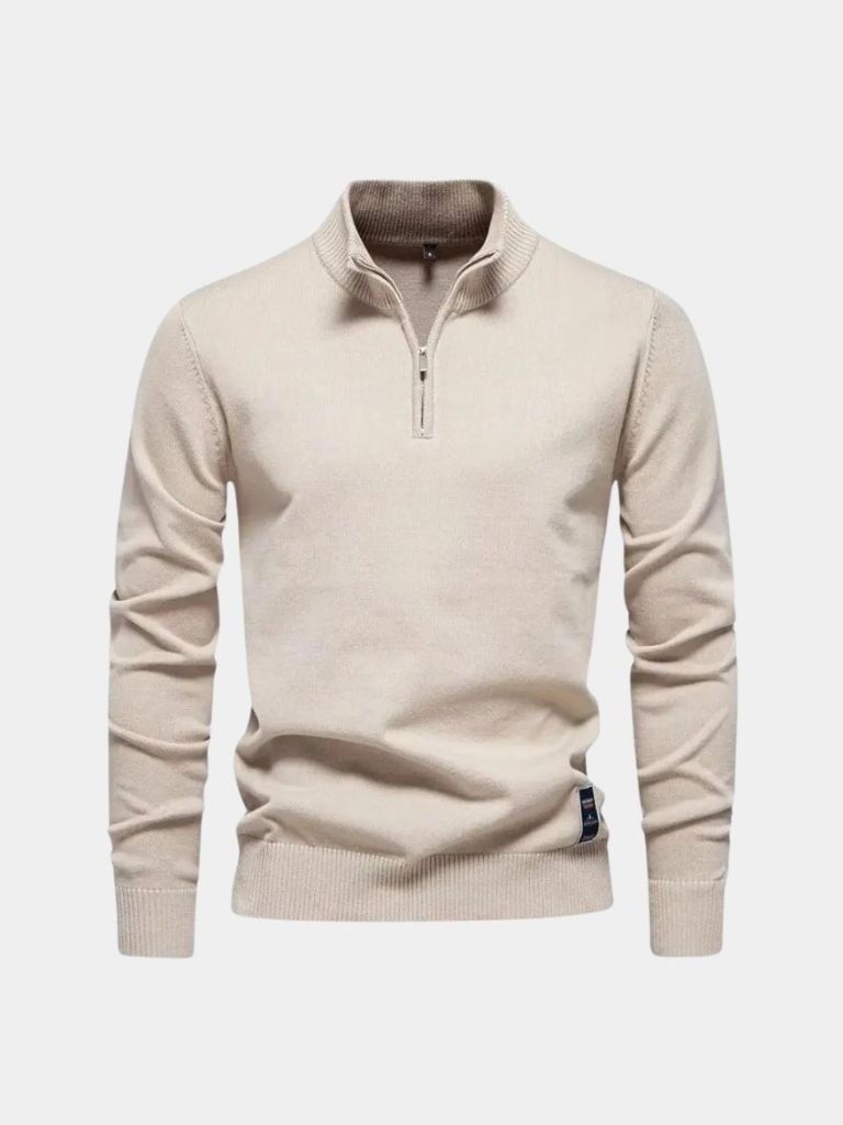 Half Zip Knitwear Solid Color Cardigan Sweater - Cross & Crown