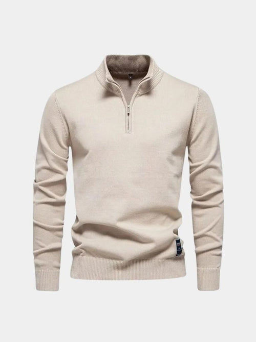 Half Zip Knitwear Solid Color Cardigan Sweater - Cross & Crown