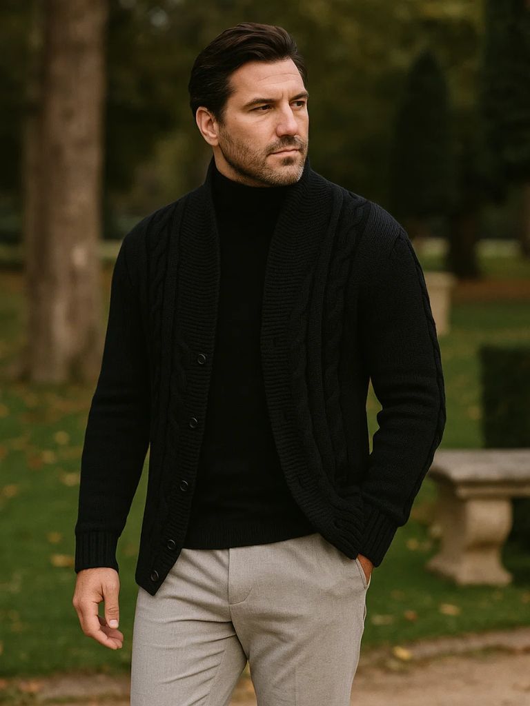 Men's Elegant Knit Cardigan - Cross & Crown