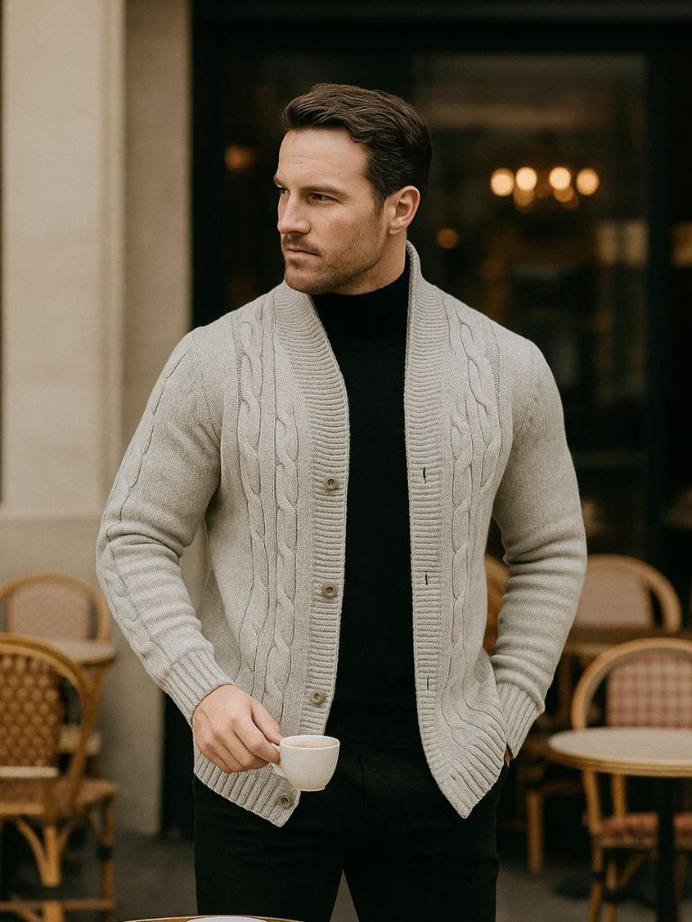 Men's Elegant Knit Cardigan - Cross & Crown
