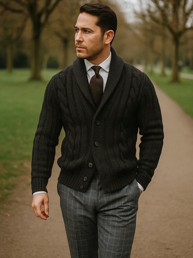 Men's Knitted Cardigan - Cross & Crown