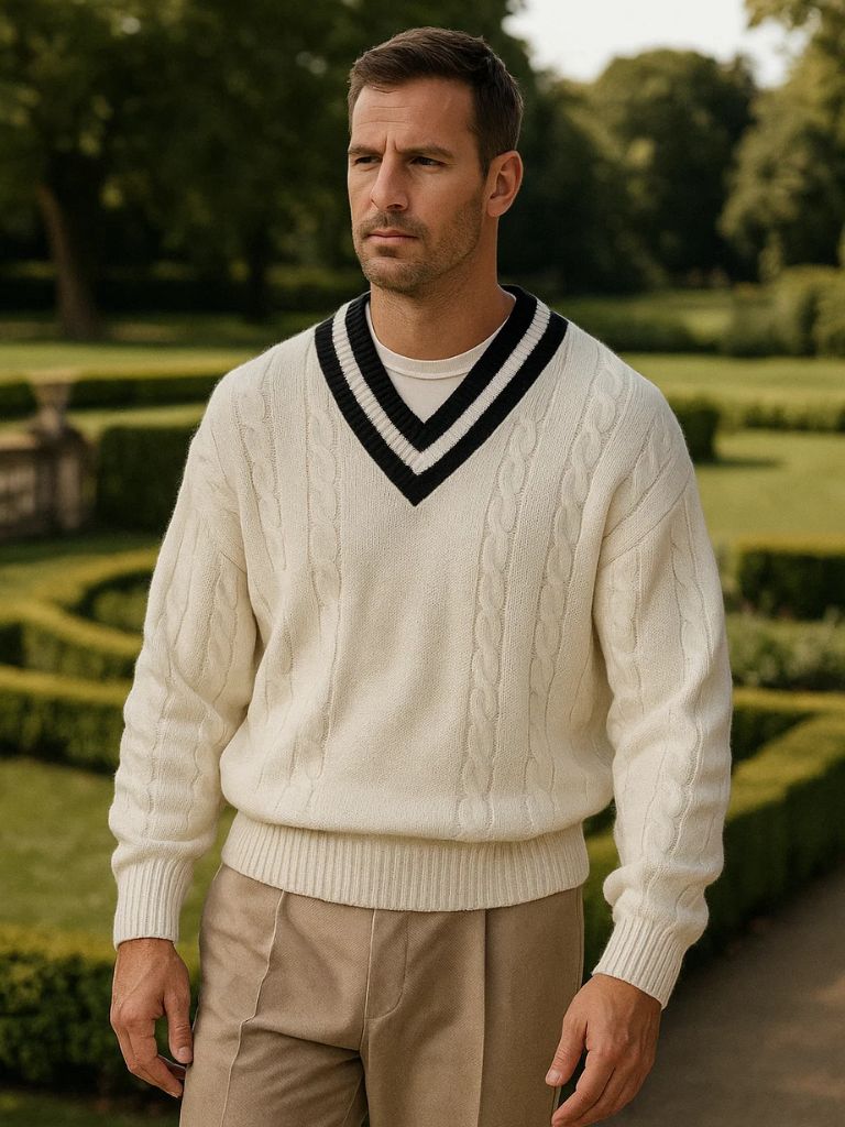 Minimalist V-Neck Sweater - Cross & Crown