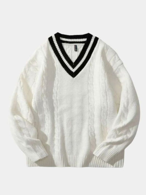 Minimalist V-Neck Sweater - Cross & Crown