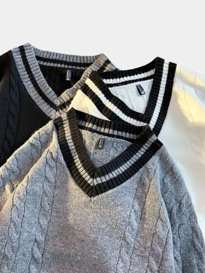 Minimalist V-Neck Sweater - Cross & Crown