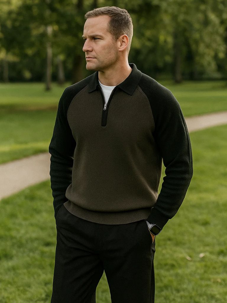 Raglan Quarter Zip Sweater - Cross & Crown