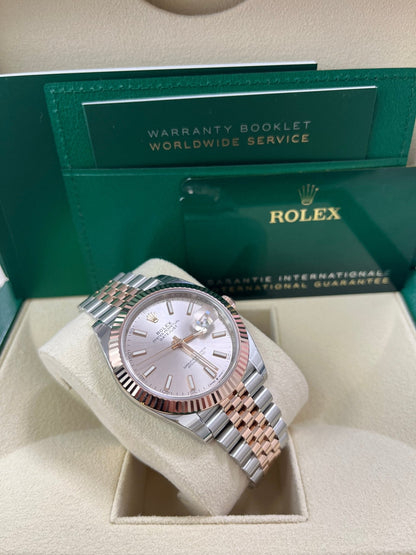 Rolex Datejust 41 Steel and Everose Rolesor  Fluted Bezel Sundust Index Dial Jubilee Bracelet 126331