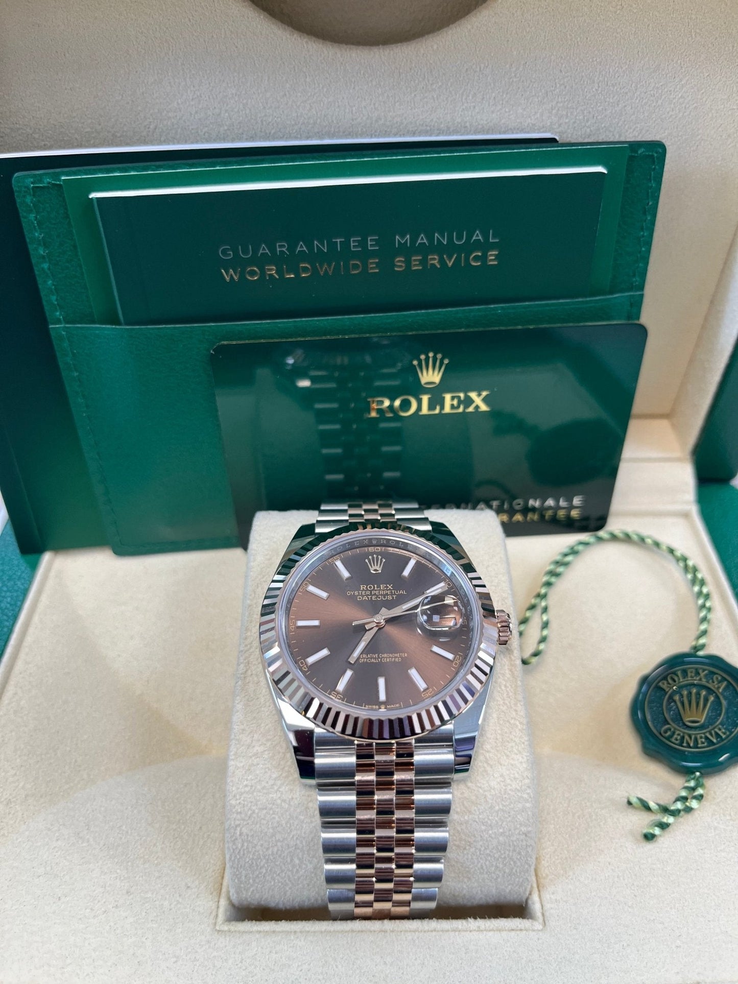 Rolex Datejust 41 Two-Tone Stainless Steel and Rose Gold/ Chocolate Index Dial/ Fluted Bezel/ Jubilee Bracelet (Ref#126331)