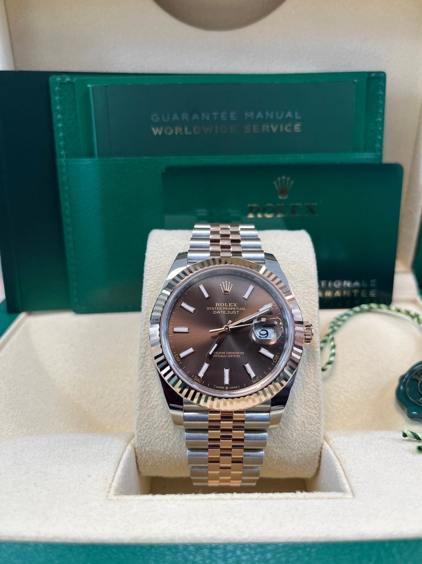 Rolex Datejust 41 Two-Tone Stainless Steel and Rose Gold/ Chocolate Index Dial/ Fluted Bezel/ Jubilee Bracelet (Ref#126331)
